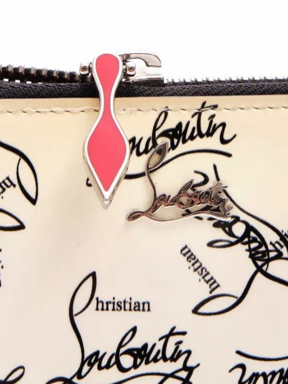 Christian Louboutin Cream Wallet with Black Script/ EUC - Picture 11 of 12